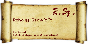 Rohony Szovát névjegykártya